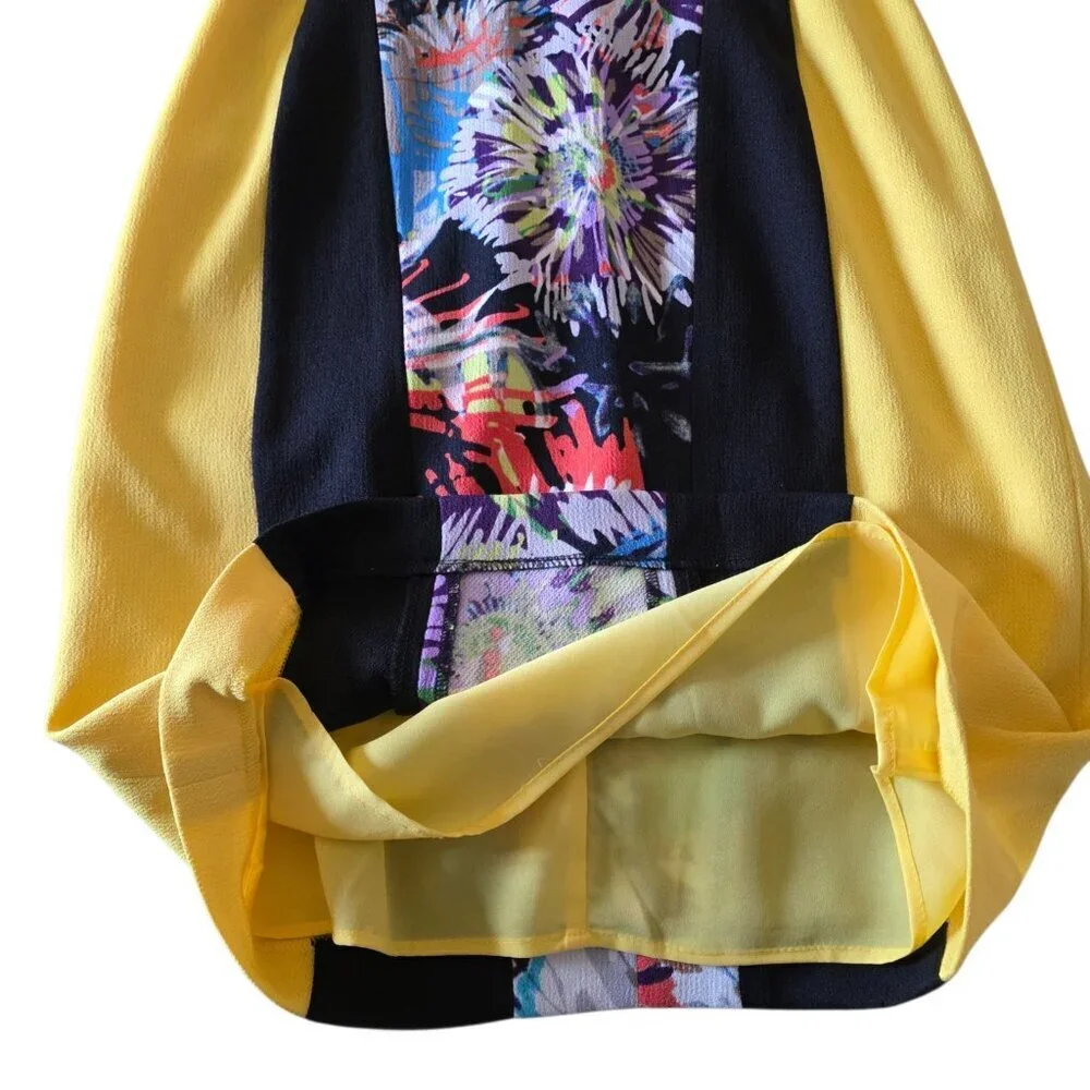 BCBGMAXAZRIA Meyna Yellow Black Floral Sheath Mini Dress NWT Size 0 - Picture 16 of 16